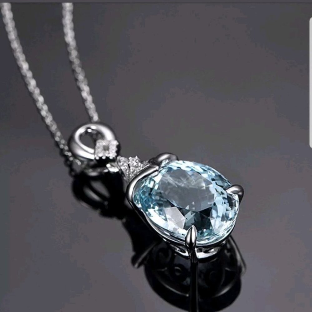 New light blue natural stone necklace pendant - Picture 6 of 8